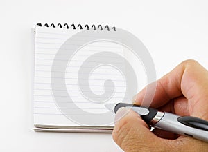 Person writing a note