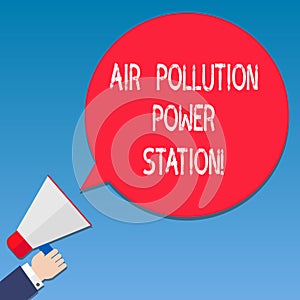 Writing note showing Air Pollution Power Station. Business photo showcasing Industrial danger Smog Environmental risk Hu analysis