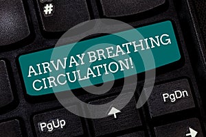 Writing note showing Airway Breathing Circulation. Business photo showcasing Memory aid for rescuers performing CPR