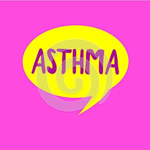 Writing note showing Asthma. Business photo showcasing Respiratory condition marked by spasms in the bronchi of the
