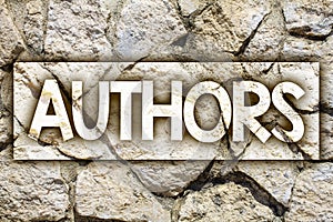 Writing note showing Authors. Business photo showcasing Writer Journalist Poet Biographer Playwright Composer Creator Ideas messa photo