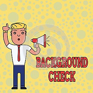 Writing note showing Background Check. Business photo showcasing way to discover issues that could affect your business