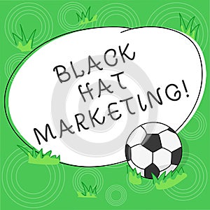 Writing note showing Black Hat Marketing. Business photo showcasing Search optimization involves design site be found