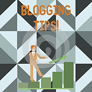 Writing note showing Blogging Tips. Business photo showcasing Ideas on how improve the discussion or informational