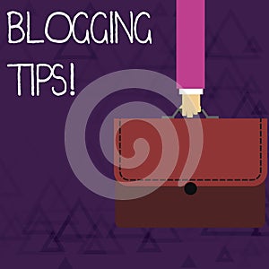 Writing note showing Blogging Tips. Business photo showcasing Ideas on how improve the discussion or informational