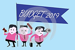 Writing note showing Budget 2019. Business photo showcasing New year estimate of incomes and expenses Financial Plan