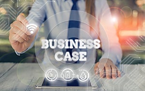 Writing note showing Business Case. Business photo showcasing provides justification for undertaking a project or program