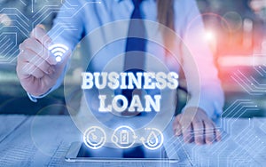 Writing note showing Business Loan. Business photo showcasing Loans provided to small businesses for various purposes