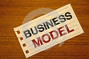 Writing note showing Business Model. Business photo showcasing Innovative Strategic Plan Marketing Vision Successful Ideas Text t