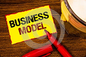 Writing note showing Business Model. Business photo showcasing Innovative Strategic Plan Marketing Vision Successful Ideas Words