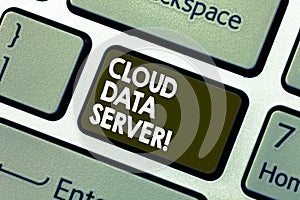 Writing note showing Cloud Data Server. Business photo showcasing built hosted through computing platformInternet