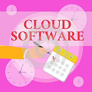 Writing note showing cloud software. Business photo showcasing programs used in storing accessing data over the internet