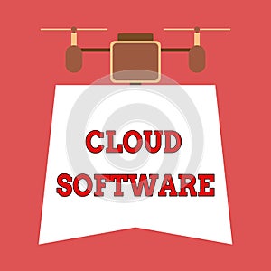 Writing note showing Cloud Software. Business photo showcasing Programs used in Storing Accessing data over the internet