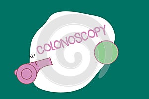Writing note showing Colonoscopy. Business photo showcasing Endoscopic examination of the large bowel Colon diagnosis