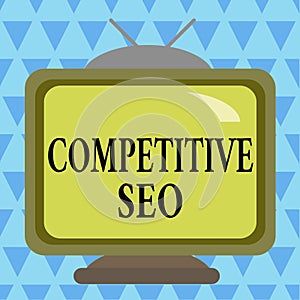 Writing note showing Competitive Seo. Business photo showcasing the process of evaluating how the top rankings fare Square