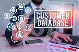 Writing note showing Customer Database. Business photo showcasing uptodate on customer information records and data.