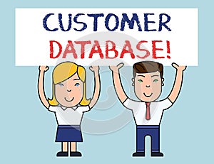 Writing note showing Customer Database. Business photo showcasing uptodate on customer information records and data Two