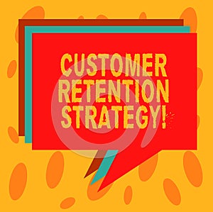 Writing note showing Customer Retention Strategy. Business photo showcasing Actions to retain as analysisy customers as