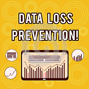 Writing note showing Data Loss Prevention. Business photo showcasing Software that detects potential data breaches Digital