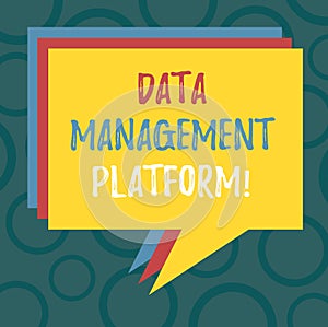 Writing note showing Data Management Platform. Business photo showcasing Type of centralized tech platform that gathers