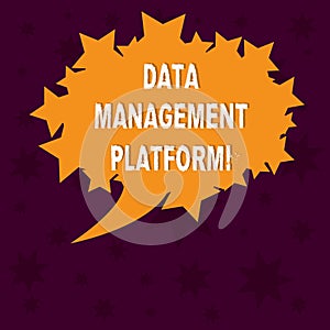 Writing note showing Data Management Platform. Business photo showcasing Type of centralized tech platform that gathers
