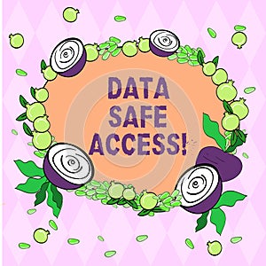 Writing note showing Data Safe Access. Business photo showcasing protective privacy measures applied prevent