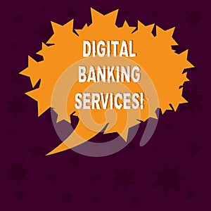 Writing note showing Digital Banking Services. Business photo showcasing Digitization of all the outmoded banking