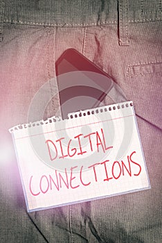 Writing note showing Digital Connections. Business photo showcasing Powerful Ways to Connect Online Global High Definition