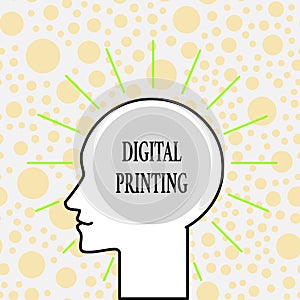 Writing note showing Digital Printing. Business photo showcasing digital based images directly to variety of media