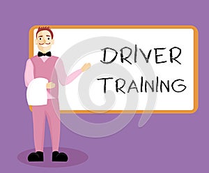 Writing note showing Driver Training. Business photo showcasing prepares a new driver to obtain a driver's license