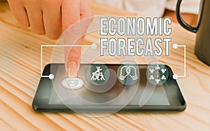 Writing note showing Economic Forecast. Business photo showcasing attempting to predict the future condition of the economy