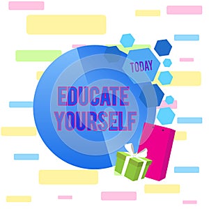 Writing note showing Educate Yourself. Business photo showcasing prepare oneself or someone in a particular area or