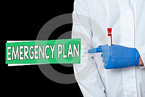 Writing note showing Emergency Plan. Business photo showcasing actions to be conducted in a certain order or manner