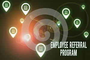 Writing note showing Employee Referral Program. Business photo showcasing employees recommend qualified friends