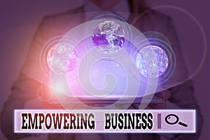Writing note showing Empowering Business. Business photo showcasing creating an environment that fosters growth of