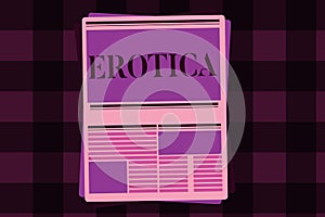 Writing note showing Erotica. Business photo showcasing Books pictures produce sexual desire pleasure Erotic literature photo