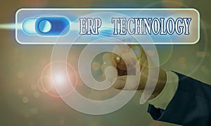 Writing note showing Erp Technology. Business photo showcasing the integrated management of main business processes