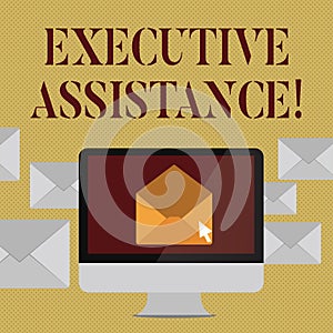 Writing note showing Executive Assistance. Business photo showcasing focus on providing highlevel administrative support
