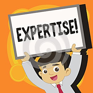 Writing note showing Expertise. Business photo showcasing Expert skill or knowledge in a particular field Experience