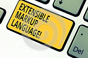 Writing note showing Extensible Markup Language. Business photo showcasing computer language that use tag to define