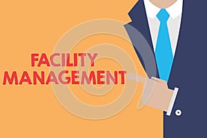 Writing note showing Facility Management. Business photo showcasing Multiple Function Discipline Environmental