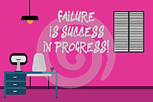 Writing note showing Failure Is Success In Progress. Business photo showcasing You have to make mistakes for improvement