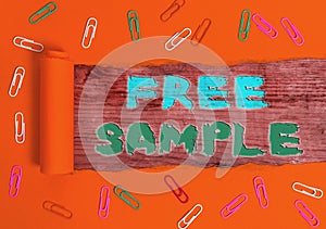 Writing note showing Free Sample. Business photo showcasing portion of products given to consumers in shopping malls