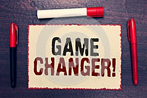 Writing note showing Game Changer. Business photo showcasing Sports Data Scorekeeper Gamestreams Live Scores Team Admins Open note