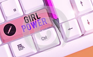 Writing note showing Girl Power. Business photo showcasing assertiveness and selfconfidence shown by girls or young