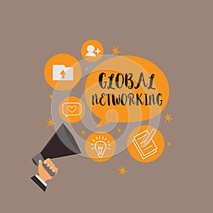 Writing note showing Global Networking. Business photo showcasing Communication network which spans the entire Earth WAN