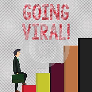 Writing note showing Going Viral. Business photo showcasing video or image spread quickly and widely among internet