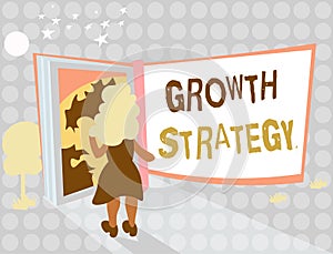 Writing note showing Growth Strategy. Business photo showcasing Strategy aimed at winning larger market share in shortterm