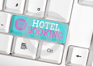 Writing note showing Hotel Booking. Business photo showcasing Online Reservations Presidential Suite De Luxe Hospitality photo