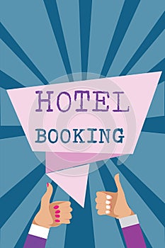 Writing note showing Hotel Booking. Business photo showcasing Online Reservations Presidential Suite De Luxe Hospitality photo